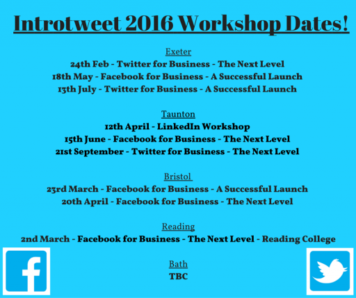 Our 2016 Workshop Dates!